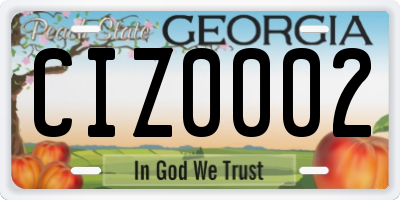 GA license plate CIZ0002