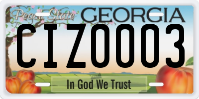 GA license plate CIZ0003