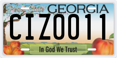 GA license plate CIZ0011