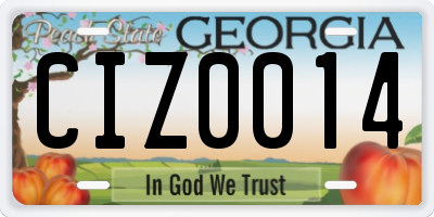 GA license plate CIZ0014