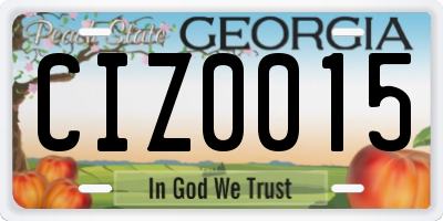 GA license plate CIZ0015