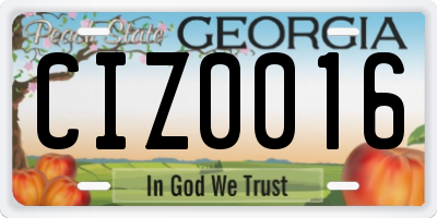 GA license plate CIZ0016