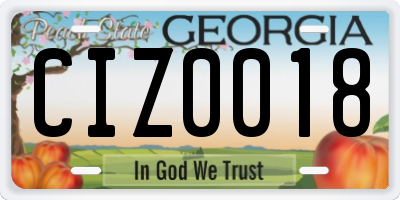 GA license plate CIZ0018