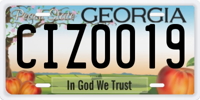 GA license plate CIZ0019