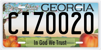 GA license plate CIZ0020