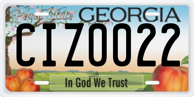 GA license plate CIZ0022