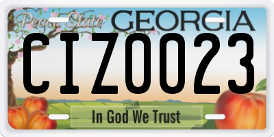 GA license plate CIZ0023