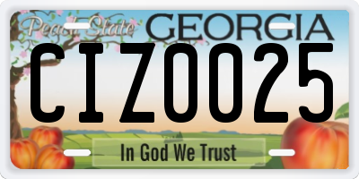 GA license plate CIZ0025