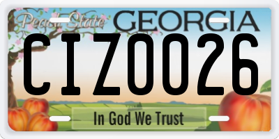 GA license plate CIZ0026