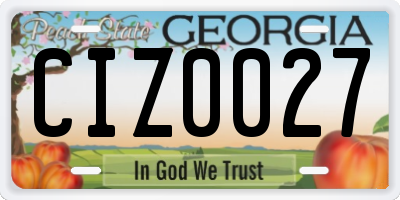 GA license plate CIZ0027