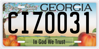 GA license plate CIZ0031