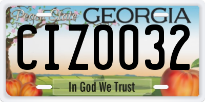 GA license plate CIZ0032