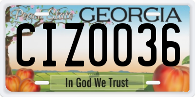 GA license plate CIZ0036