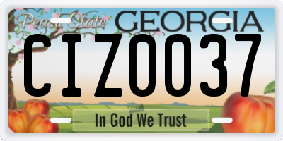 GA license plate CIZ0037