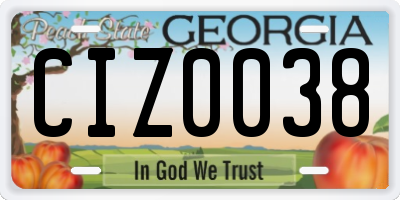 GA license plate CIZ0038