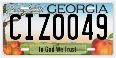 GA license plate CIZ0049