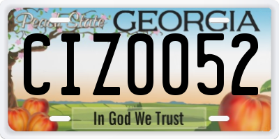 GA license plate CIZ0052