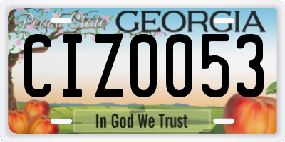 GA license plate CIZ0053
