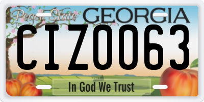 GA license plate CIZ0063