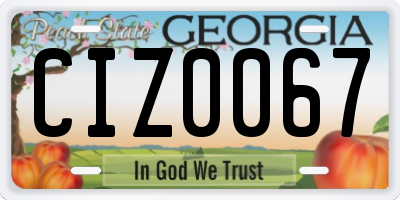 GA license plate CIZ0067