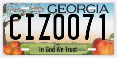 GA license plate CIZ0071