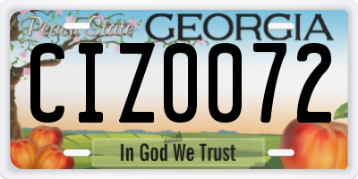 GA license plate CIZ0072