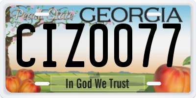 GA license plate CIZ0077