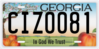 GA license plate CIZ0081