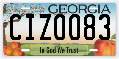 GA license plate CIZ0083