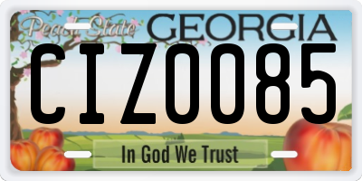GA license plate CIZ0085