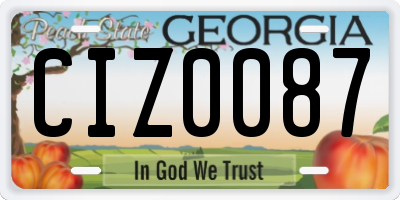 GA license plate CIZ0087