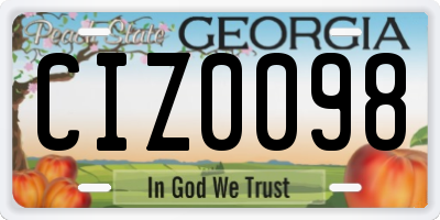 GA license plate CIZ0098