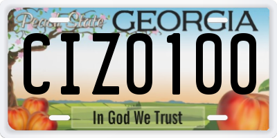 GA license plate CIZ0100