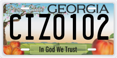 GA license plate CIZ0102