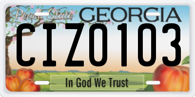 GA license plate CIZ0103