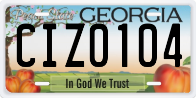 GA license plate CIZ0104