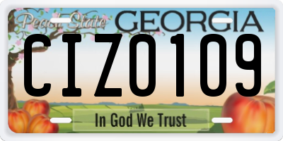 GA license plate CIZ0109