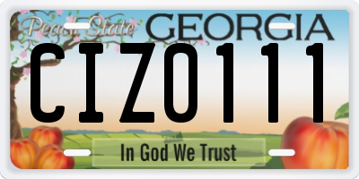 GA license plate CIZ0111