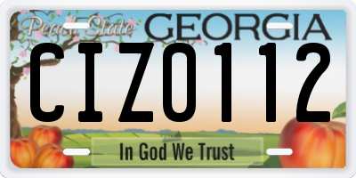 GA license plate CIZ0112