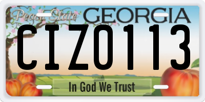 GA license plate CIZ0113