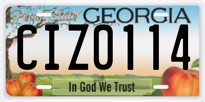 GA license plate CIZ0114