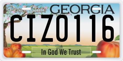 GA license plate CIZ0116