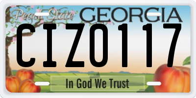 GA license plate CIZ0117