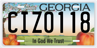 GA license plate CIZ0118
