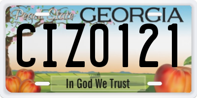 GA license plate CIZ0121