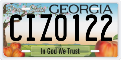 GA license plate CIZ0122