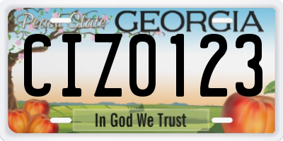 GA license plate CIZ0123