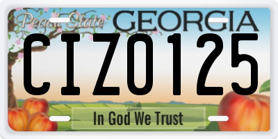 GA license plate CIZ0125