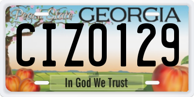 GA license plate CIZ0129