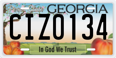 GA license plate CIZ0134